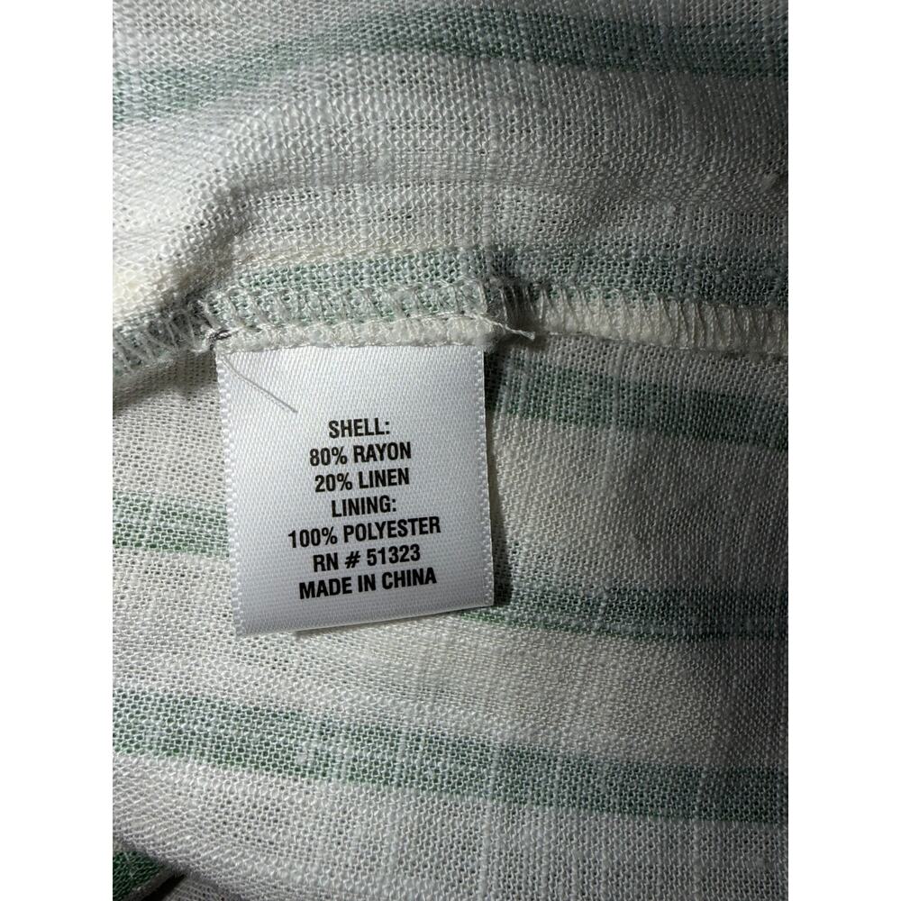 Vince Camuto Eucalyptus Green & White Striped Linen-Blend Blouse — Size M - Picture 11 of 12